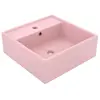 vidaXL Lavabo carré de luxe à trop-plein Rose mat 41x41 cm Céramique