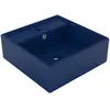 vidaXL Lavabo carré à trop-plein Bleu foncé mat 41x41 cm Céramique