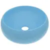 vidaXL Lavabo rond de luxe Bleu clair mat 40x15 cm Céramique