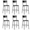 vidaXL Chaises de bar lot de 6 noir contreplaqué solide et acier