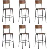 vidaXL Chaises de bar lot de 6 contreplaqué solide et acier