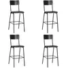 vidaXL Chaises de bar lot de 4 noir contreplaqué solide et acier