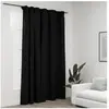 vidaXL Rideau occultant d'aspect de lin crochets Anthracite 290x245 cm