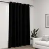 vidaXL Rideau occultant Aspect de lin avec oeillets Noir 290x245 cm