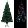 vidaXL Sapin de Noël artificiel avec support vert 180 cm fibre optique