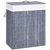 vidaXL Panier à linge avec 2 sections bambou gris 100 L