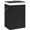 vidaXL Panier à linge avec 2 sections bambou noir 72 L