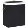 vidaXL Panier à linge avec 2 sections bambou noir 100 L