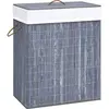 vidaXL Panier à linge avec une seule section bambou gris 83 L