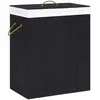 vidaXL Panier à linge avec une seule section bambou noir 83 L