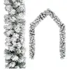 vidaXL Guirlande de Noël avec neige floquée Vert 10 m PVC