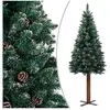 vidaXL Sapin de Noël mince bois véritable et neige blanche vert 180 cm