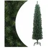 vidaXL Sapin de Noël artificiel mince avec support vert 240 cm PVC
