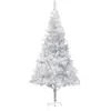 vidaXL Arbre de Noël artificiel avec support PET argenté 215 cm