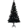 vidaXL Sapin de Noël artificiel avec support noir 210 cm PVC