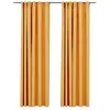 vidaXL Rideaux occultants aspect lin et crochets 2 pcs Jaune 140x225cm