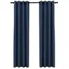 vidaXL Rideaux occultants Aspect lin avec oeillets 2 pcs Bleu 140x245cm