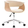 vidaXL Chaise pivotante de bureau Crème Bois courbé et similicuir