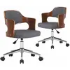 vidaXL Chaises pivotantes à manger lot de 2 gris bois courbé et tissu