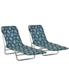 vidaXL Chaises longues pliables 2 pcs Acier et tissu Motif de feuilles