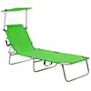 vidaXL Chaise longue pliable avec auvent acier vert pomme