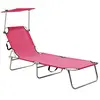 vidaXL Chaise longue pliable avec auvent acier rose magento