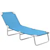 vidaXL Chaise longue pliable acier et tissu bleu turquoise