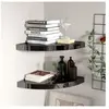 vidaXL Étagères d'angle flottantes 2pcs noir brillant 35x35x3,8 cm MDF