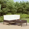 vidaXL Salon de jardin 3 pcs avec coussins Résine tressée Marron