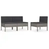 vidaXL Chaises de jardin 3 pcs avec coussins Résine tressée Gris