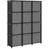 vidaXL Étagère à 12 cubes avec boîtes Noir 103x30x141 cm Tissu