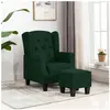 vidaXL Fauteuil avec repose-pied Vert foncé Tissu