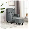 vidaXL Fauteuil avec repose-pied Gris clair Tissu