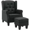 vidaXL Fauteuil avec repose-pied Gris foncé Tissu