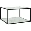 vidaXL Table basse Noir avec verre marbre blanc 90x90x50 cm
