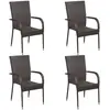 vidaXL Chaises empilables d'extérieur 4 pcs Résine tressée Marron