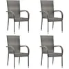 Vidaxl - Chaises empilables d'extérieur 4 pcs Gris Résine tressée Gris