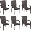 vidaXL Chaises empilables d'extérieur 6 pcs Résine tressée Marron