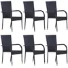 vidaXL Chaises empilables d'extérieur 6 pcs Résine tressée Noir