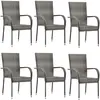 vidaXL Chaises empilables d'extérieur 6 pcs Gris Résine tressée