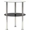 vidaXL Table d'appoint 2 niveaux Transparent et noir 38cm Verre trempé