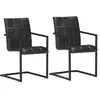 vidaXL Chaises à manger cantilever lot de 2 noir cuir véritable