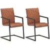 vidaXL Chaises à manger cantilever lot de 2 marron cuir véritable