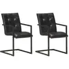 vidaXL Chaises à manger cantilever lot de 2 noir cuir véritable