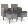 vidaXL Jeu de chaise et tabouret de jardin 4 pcs Résine tressée Gris