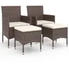 vidaXL Jeu de chaise et tabouret de jardin 4 pcs Résine tressée Marron