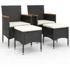 vidaXL Jeu de chaise et tabouret de jardin 4 pcs Résine tressée Noir
