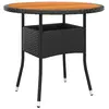 vidaXL Table de jardin Ø80x75 cm Résine tressée et bois d'acacia Noir