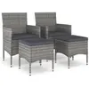 vidaXL Jeu de chaise et tabouret de jardin 4 pcs Résine tressée Gris