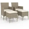 vidaXL Jeu de chaise et tabouret de jardin 4 pcs Résine tressée Beige